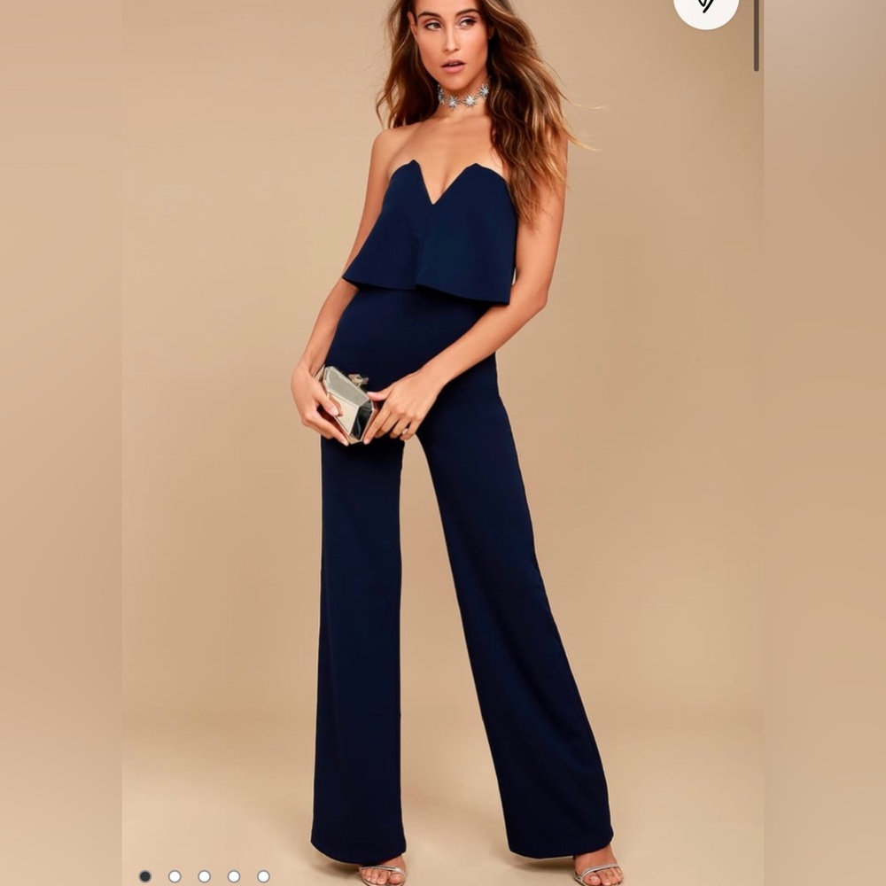 Power of Love Navy Blue Strapless Jumpsuit